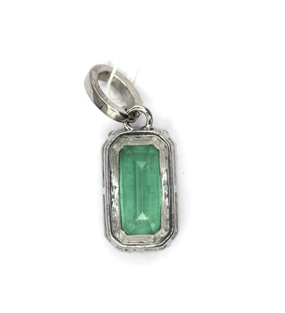Emerald Silver Diamond Pendant