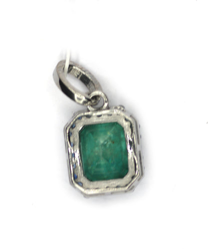 Emerald Silver Diamond Pendant