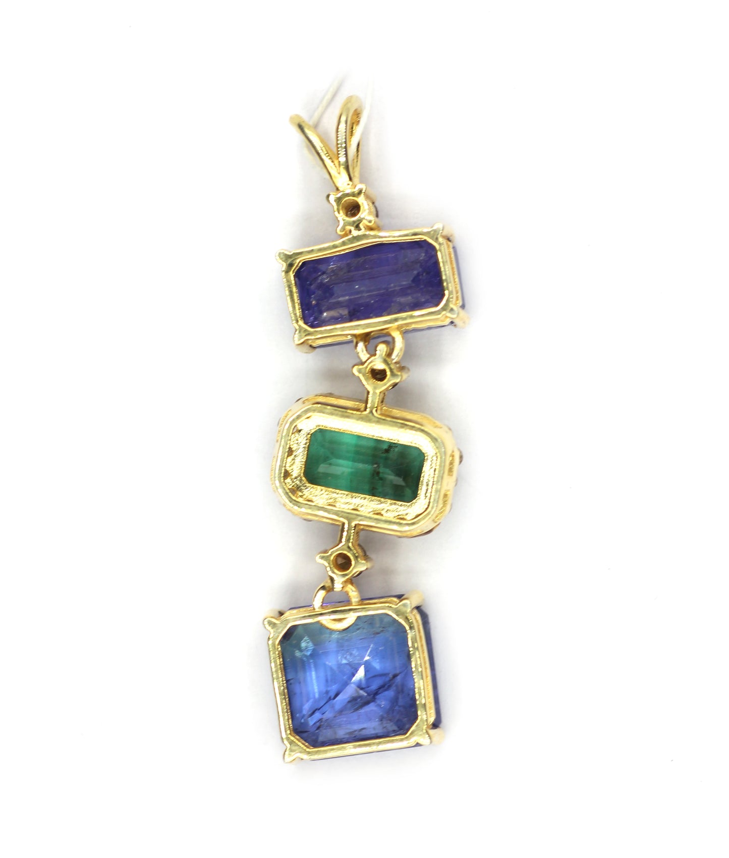 Tanzanite Silver Diamond Pendant With Emerald Stone