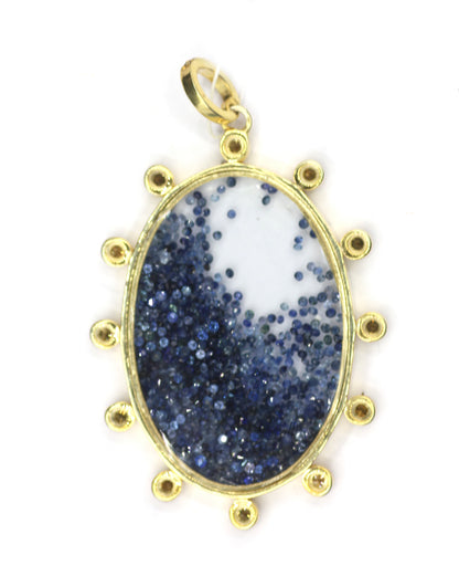 Shaker Silver Diamond Pendant With Blue Sapphire Stone