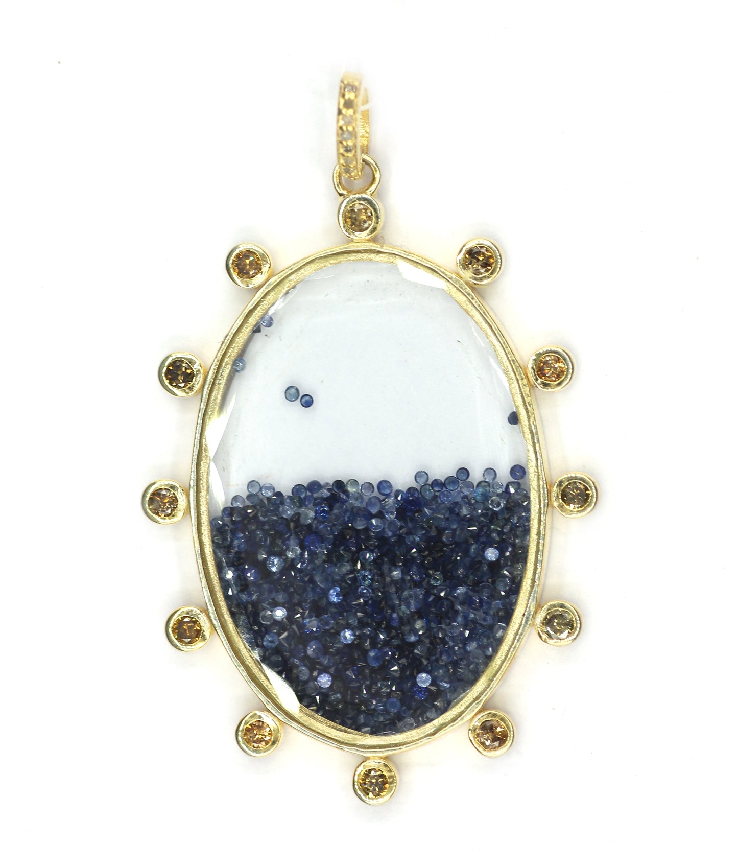 Shaker Silver Diamond Pendant With Blue Sapphire Stone