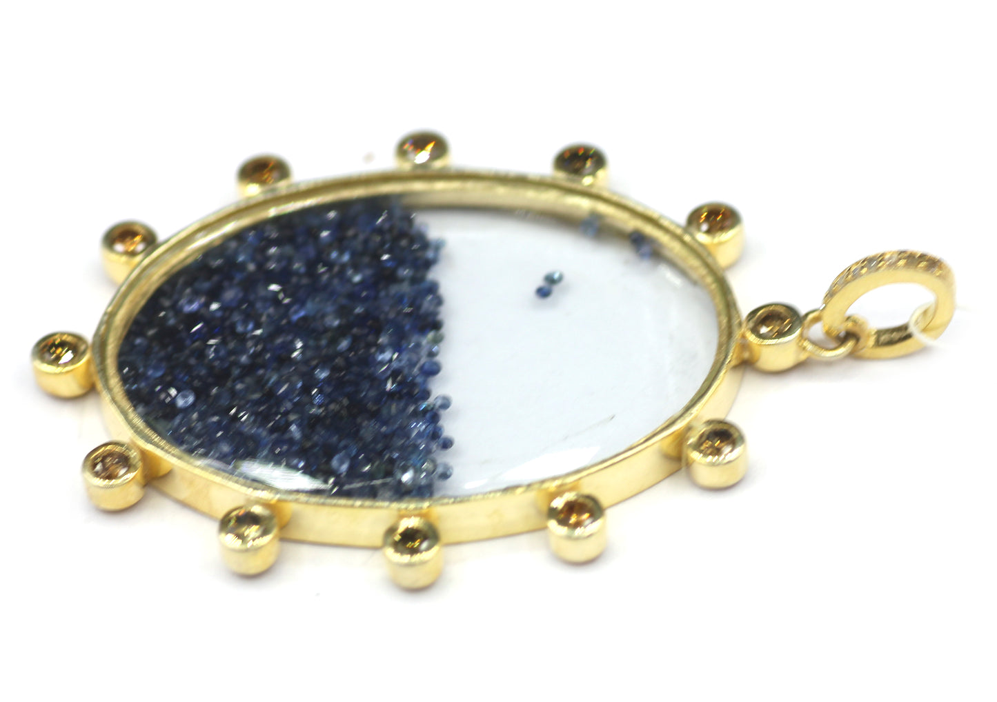 Shaker Silver Diamond Pendant With Blue Sapphire Stone