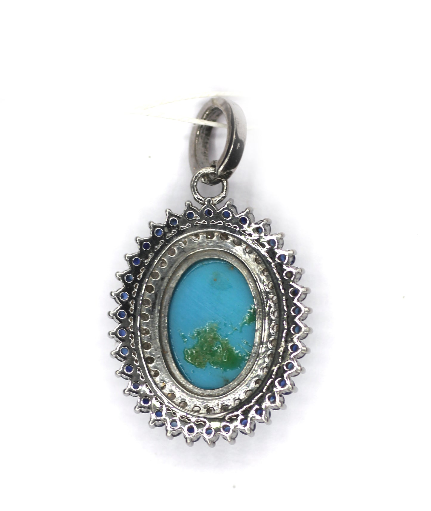 Turquoise Silver Pave Diamond Pendant