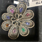 Flower Shape Diamond Pendant with Gemstones