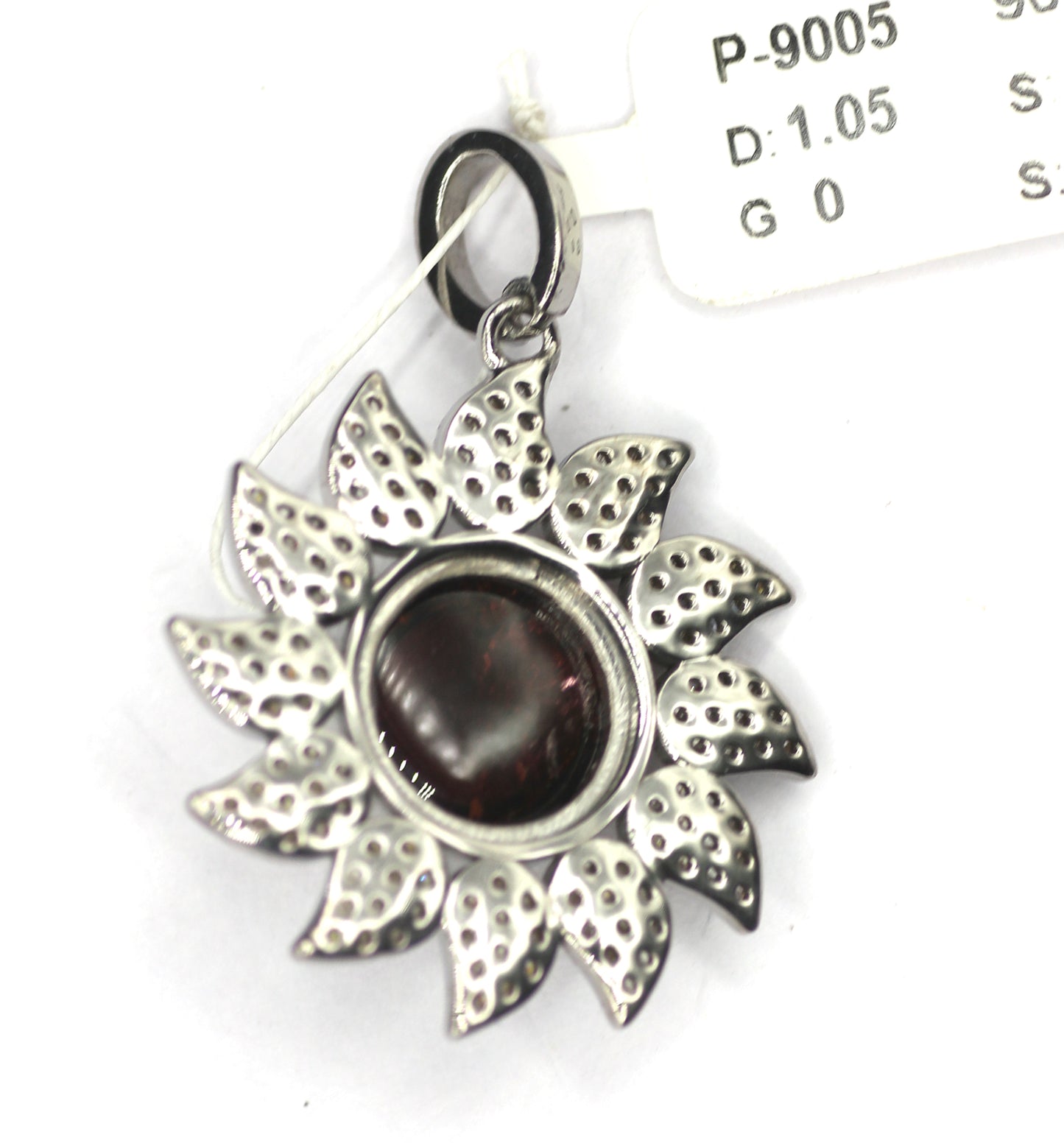 Flower Silver Diamond Pendant With Tourmaline Stone