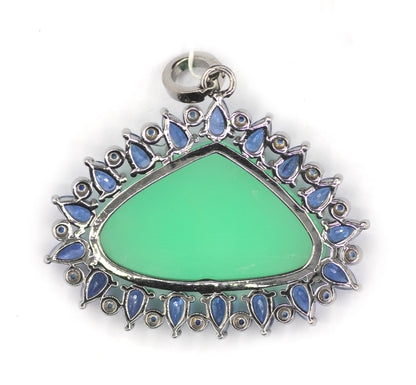 Chrysoprase & Kyanite Silver Pendant
