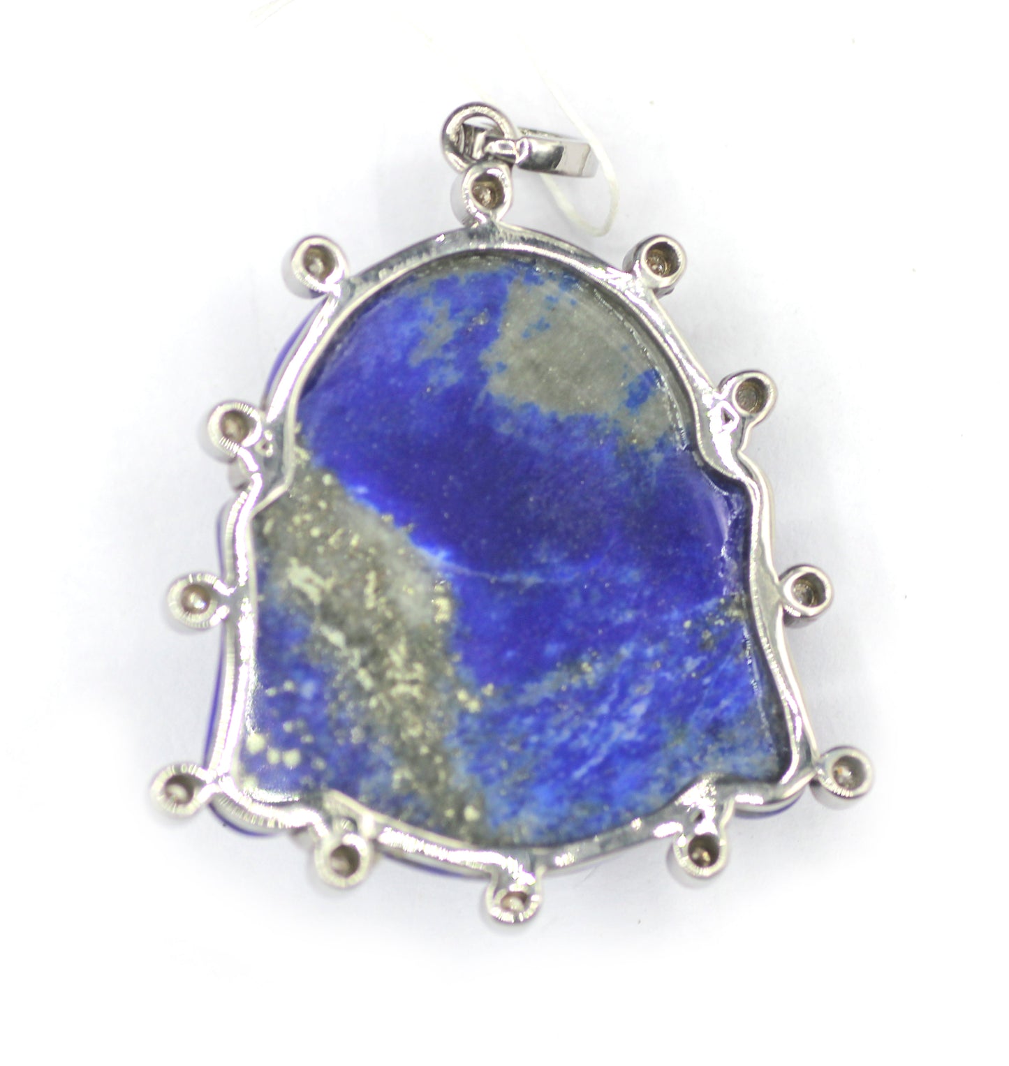 Laughing Buddha Silver Diamond Pendant With Lapis lazuli Stone