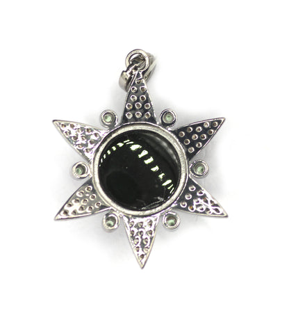 Star Green Tourmaline Silver Diamond Pendant