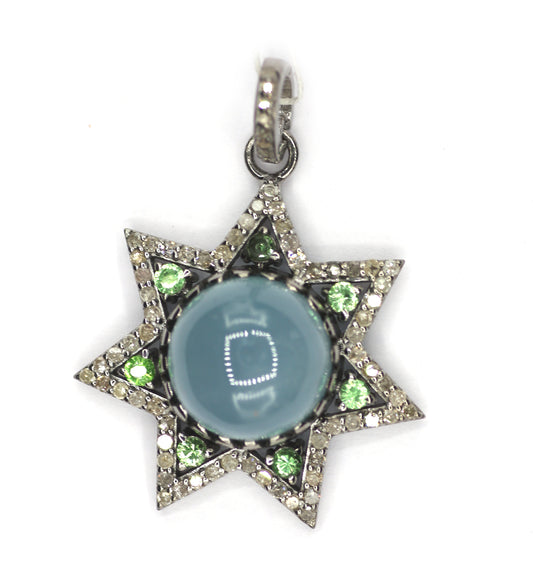 Star Silver Pave Diamond Pendant