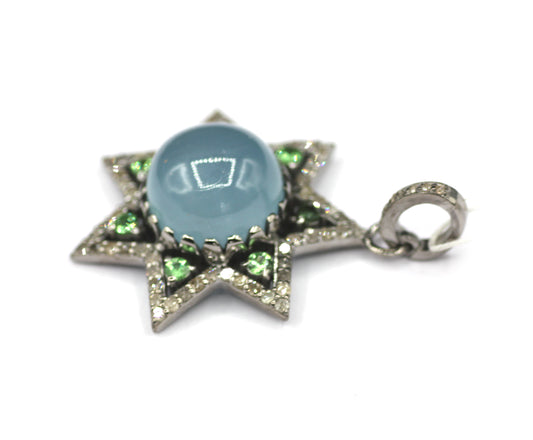 Star Silver Pave Diamond Pendant