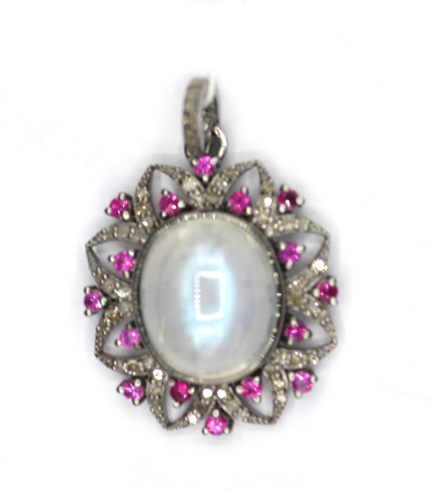 Oval Silver Diamond Pendant
