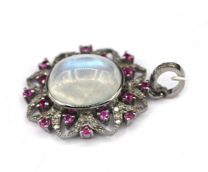 Oval Silver Diamond Pendant