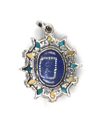 Tanzanite Stone Silver Diamond Pendant With Turquoise And Ethiopian opal Stone