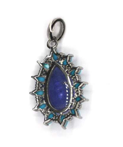 Turquoise Silver Pave Diamond Pendant