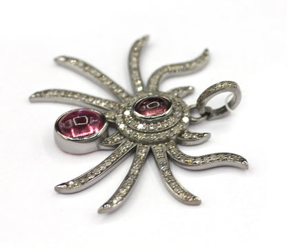 Spider Silver Pave Diamond Pendant