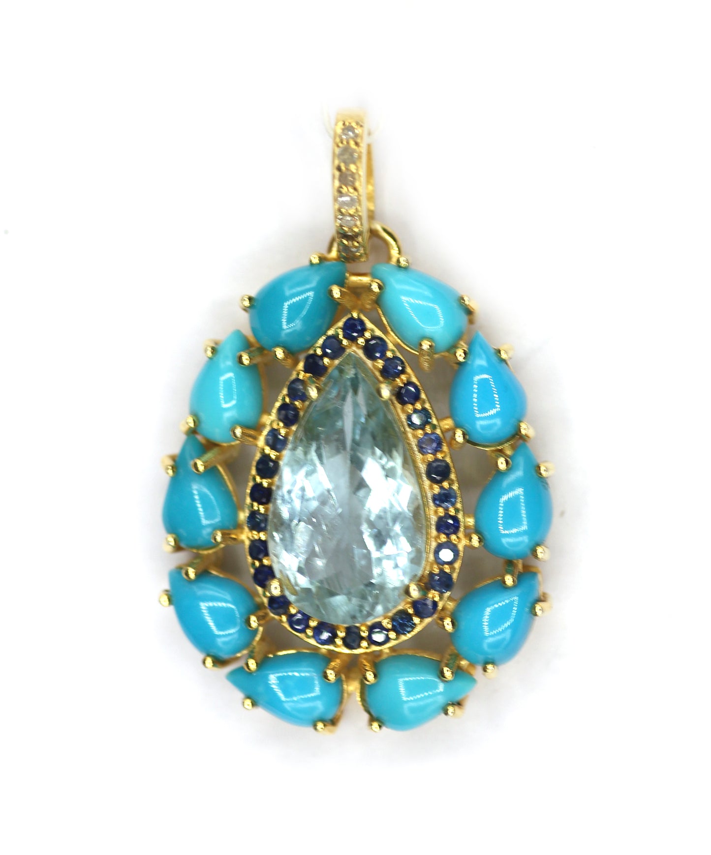 Pear Shape Silver Diamond Pendant