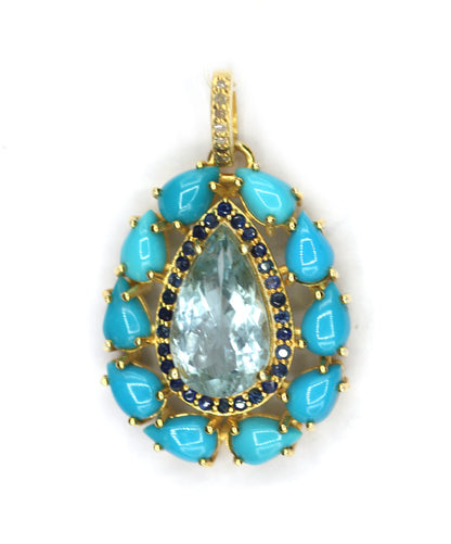 Pear Shape Silver Diamond Pendant