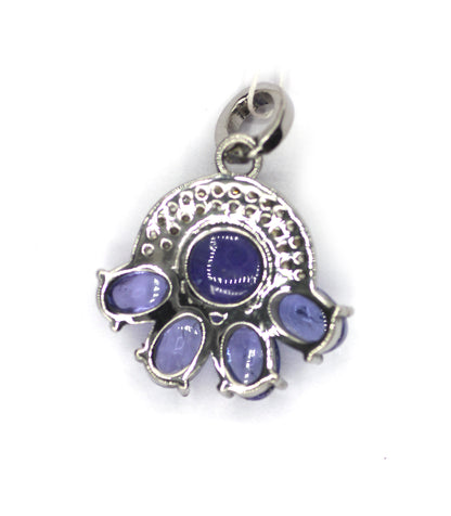 Tanzanite Silver Pave Diamond Pendant