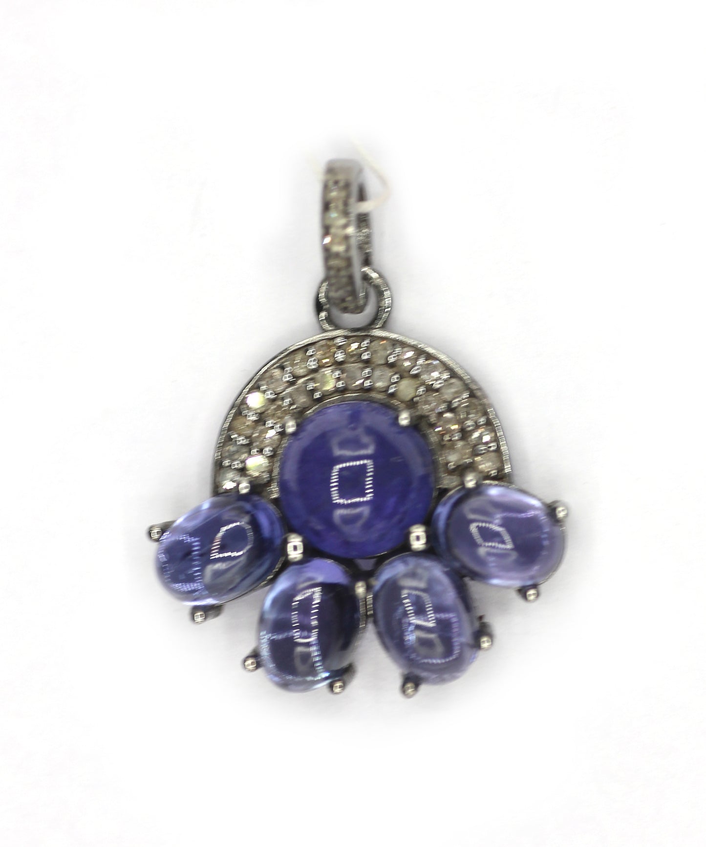 Tanzanite Silver Pave Diamond Pendant