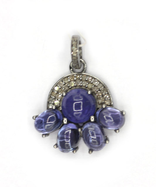 Tanzanite Silver Pave Diamond Pendant