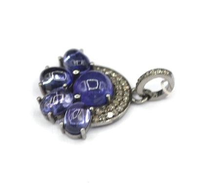 Tanzanite Silver Pave Diamond Pendant