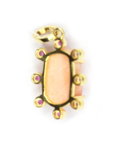 Coral Silver Diamond Pendant With Ruby Stone