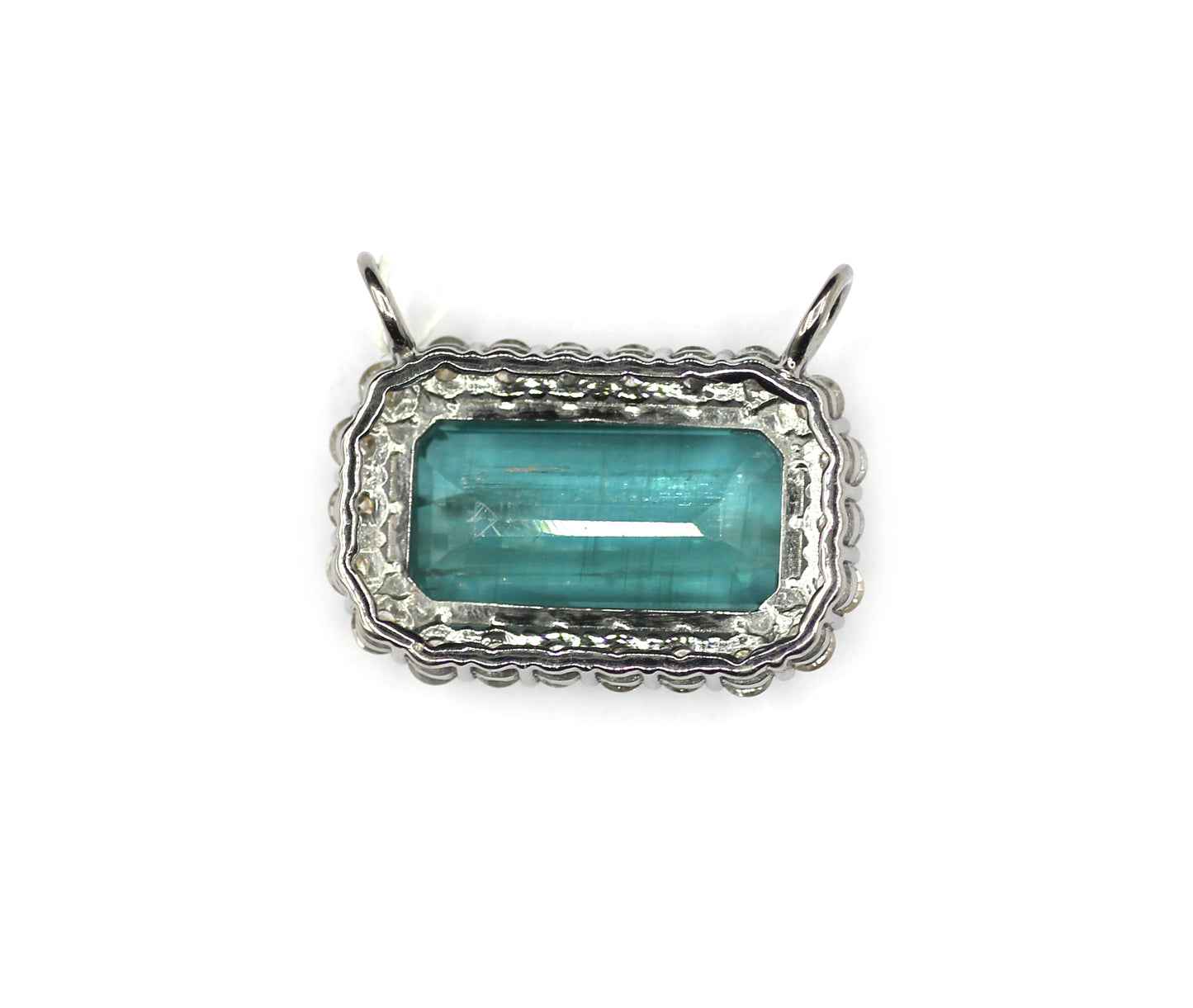 Green Kynite Silver Diamond Pendant
