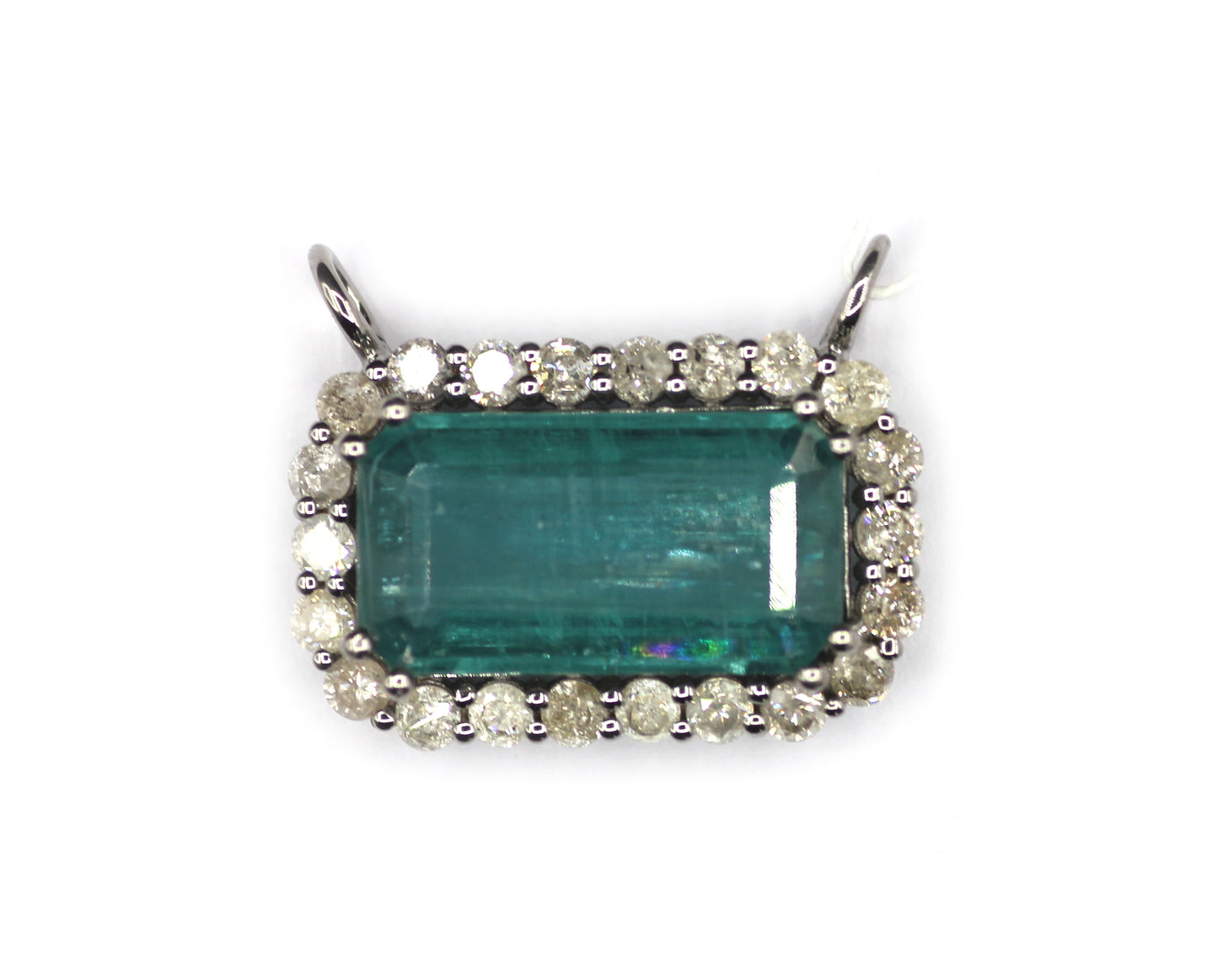 Green Kynite Silver Diamond Pendant