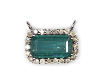 Green Kynite Silver Diamond Pendant