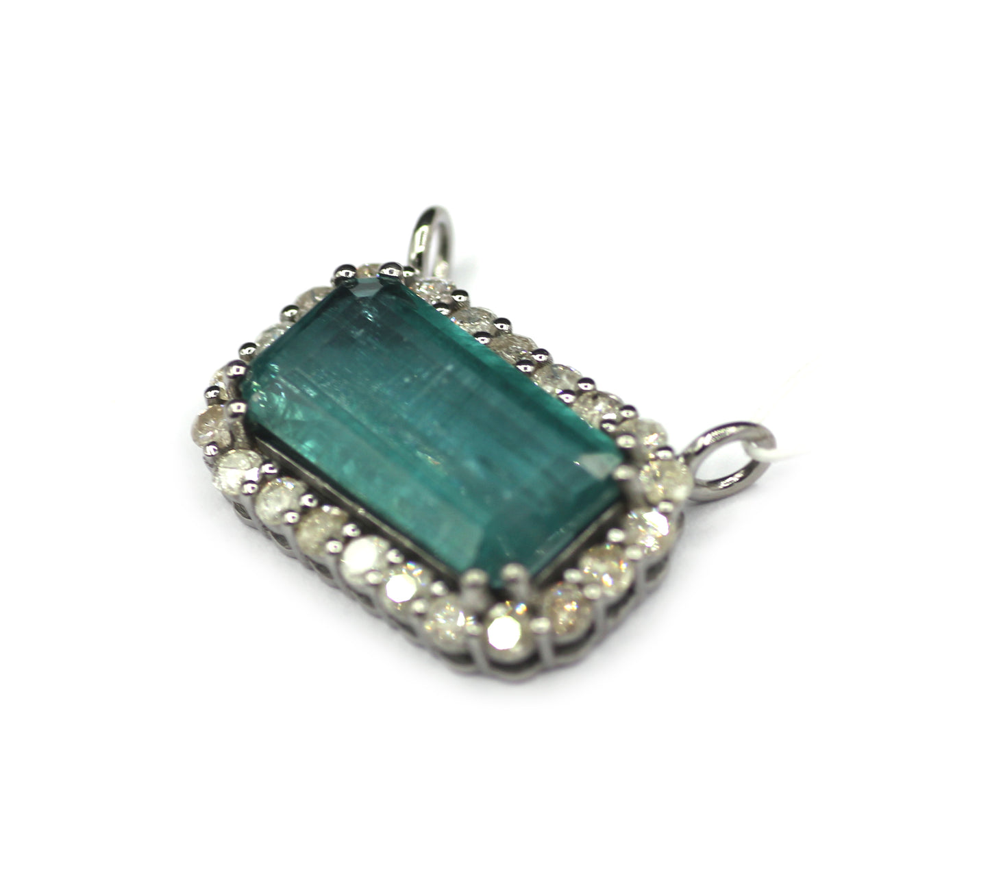 Green Kynite Silver Diamond Pendant