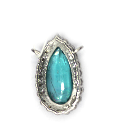 Pear Shape Green Kynite Silver Diamond Pendant