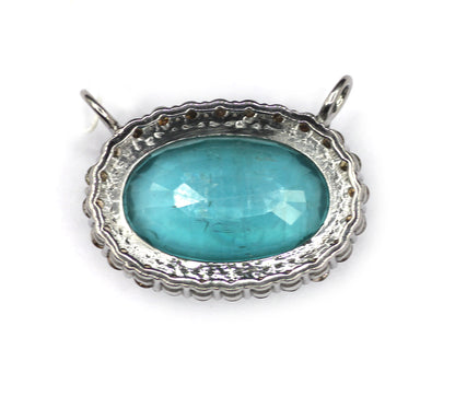 Green Kyanite Silver Diamond Pendant