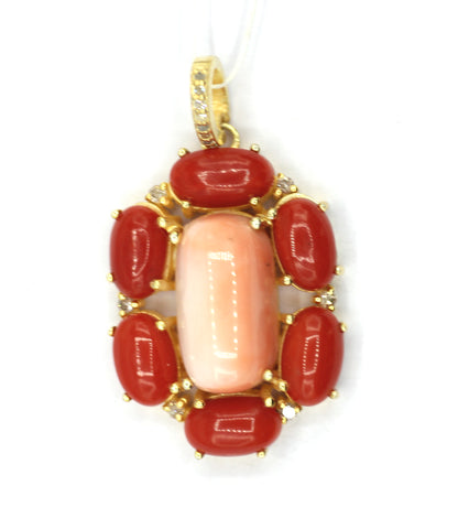 Coral Silver Pave Diamond Pendant