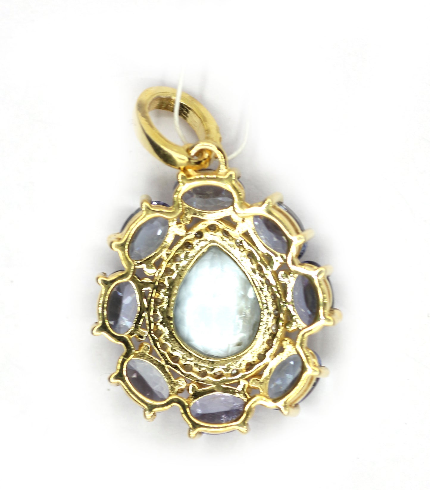 Aquamarine Silver Diamond Pendant With Tanzanite Stone