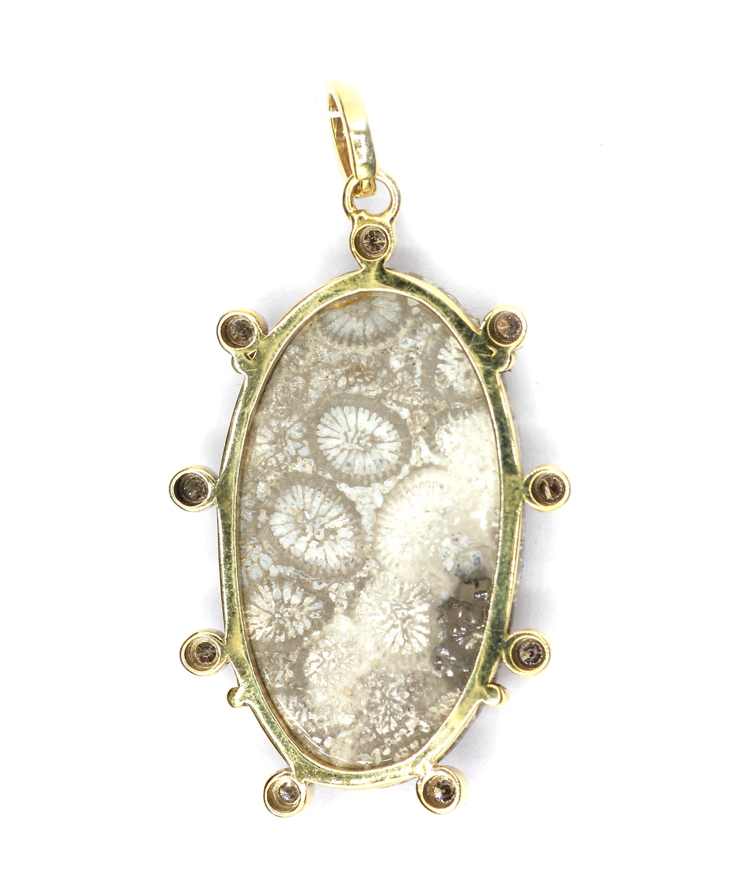 Oval Silver Diamond Pendant