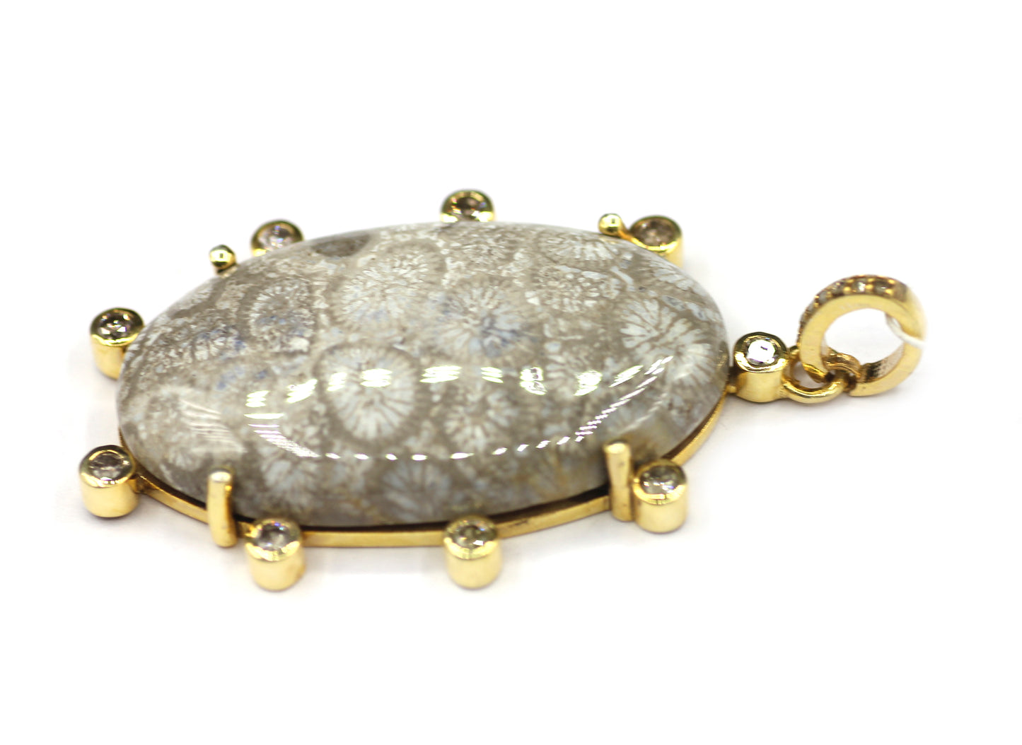 Oval Silver Diamond Pendant