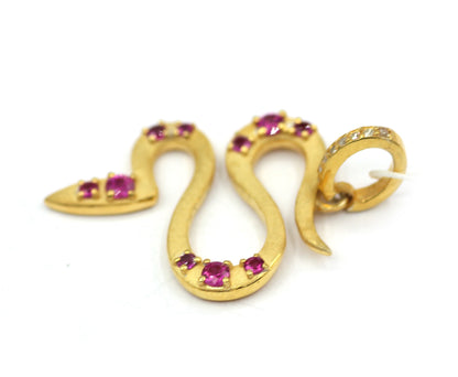 Snake Silver Pave Diamond Pendant With Ruby Stone