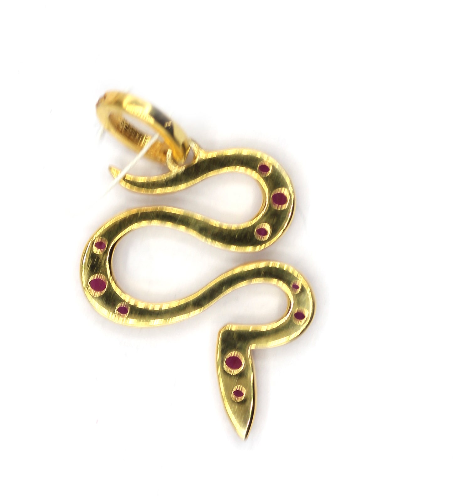 Snake Silver Pave Diamond Pendant With Ruby Stone