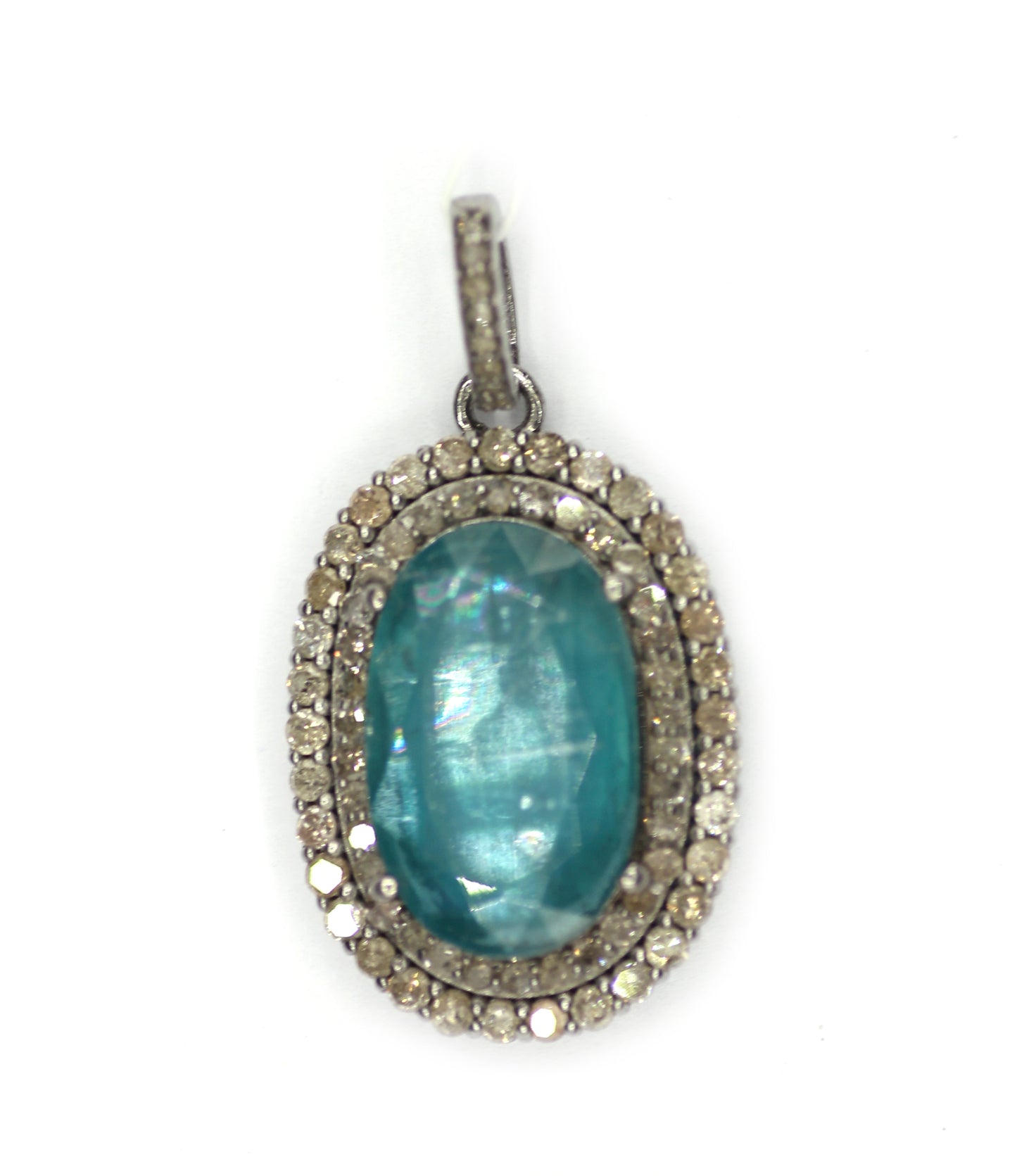 Green Kyanite sterling silver Diamond Pendant