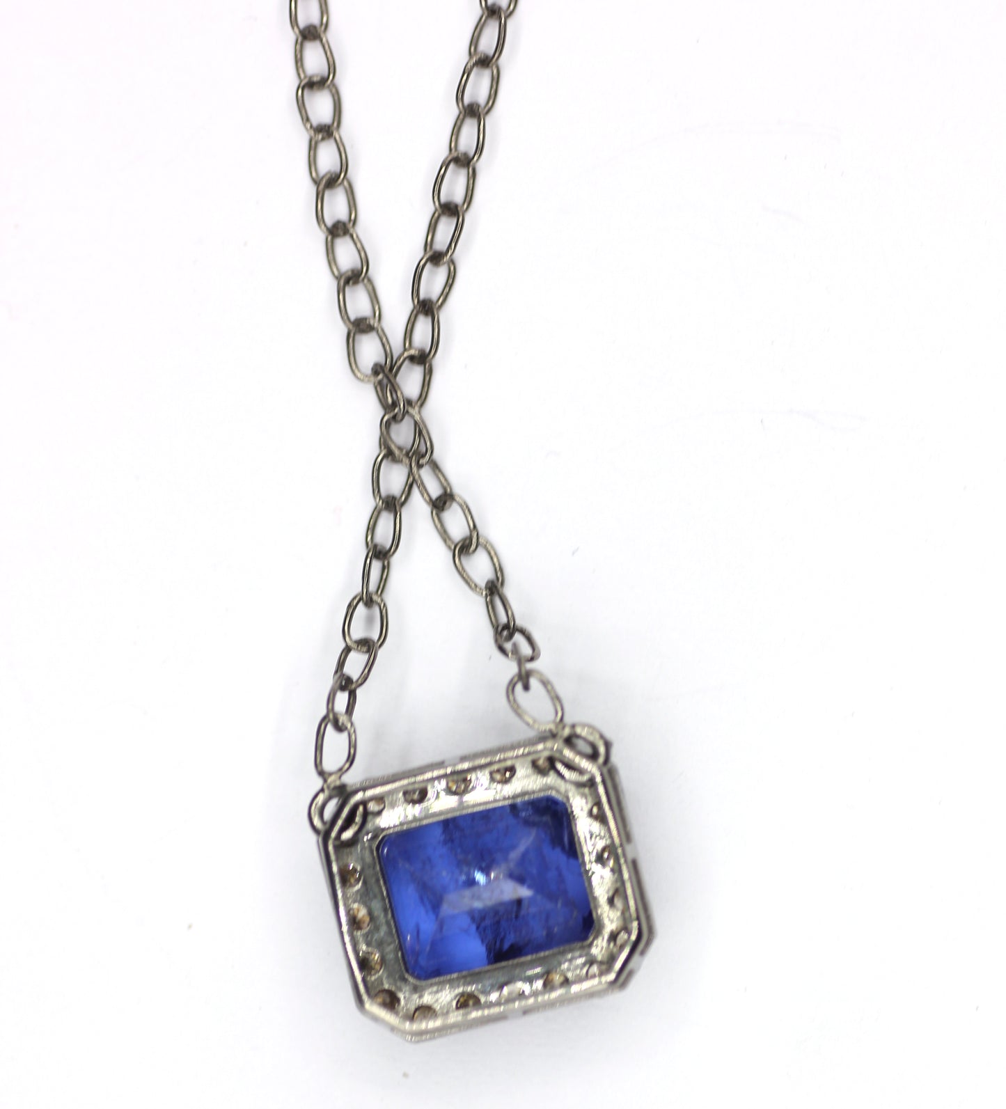 Tanzanite sterling silver Diamond Pendant Necklace