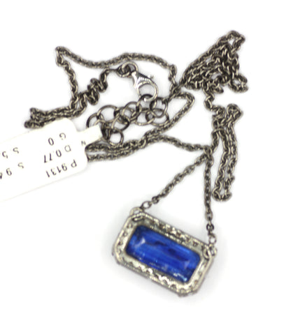 Tanzanite sterling silver Diamond Pendant Necklace