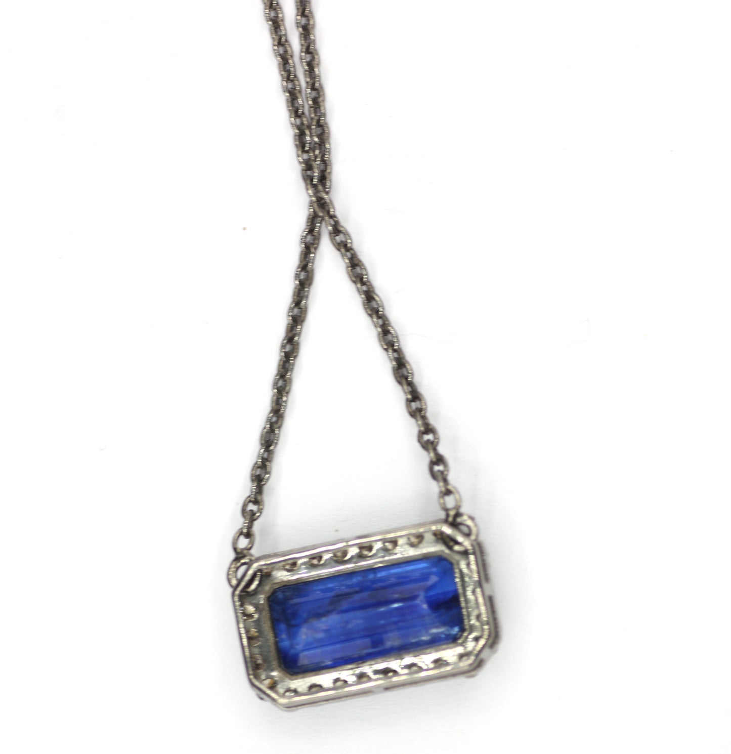 Tanzanite sterling silver Diamond Pendant Necklace