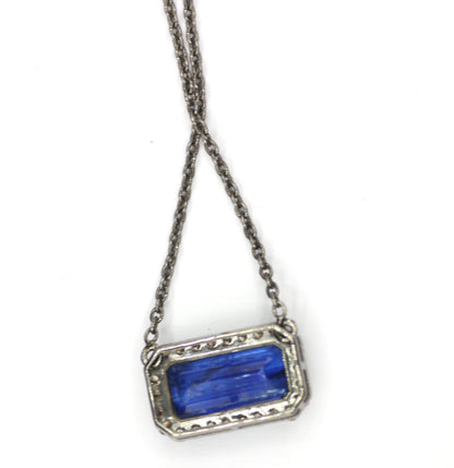 Tanzanite sterling silver Diamond Pendant Necklace