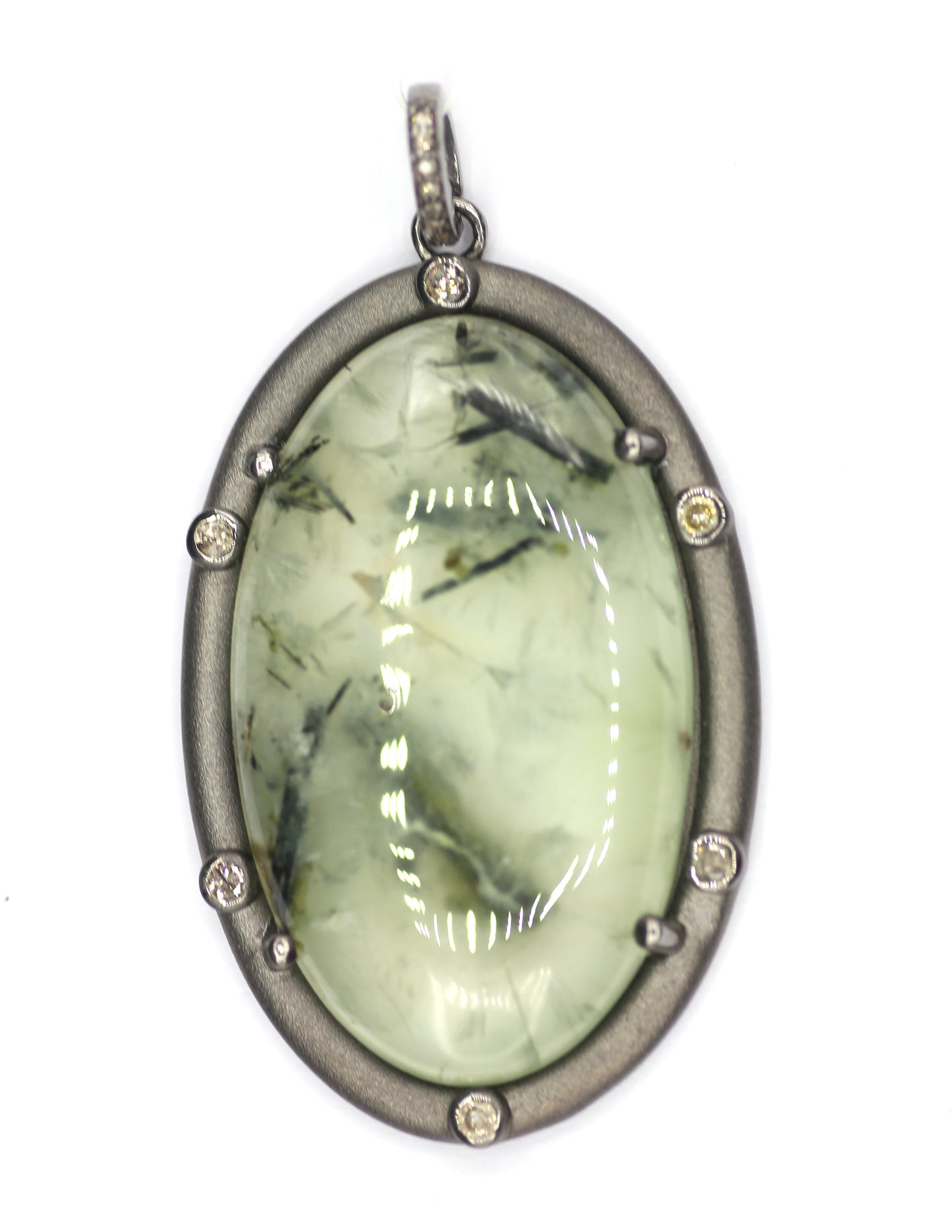 Prehnite sterling silver Diamond Pendant