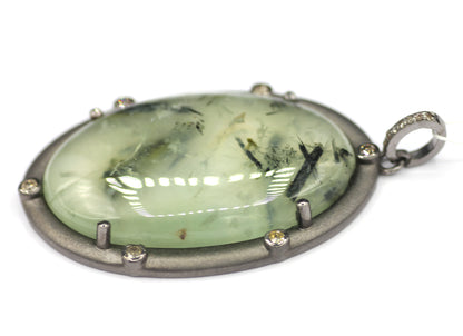 Prehnite sterling silver Diamond Pendant