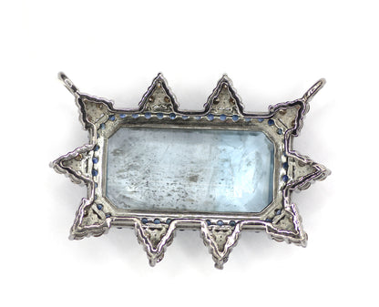 Aquamarine sterling silver Diamond Pendant With Blue Sapphire Stone