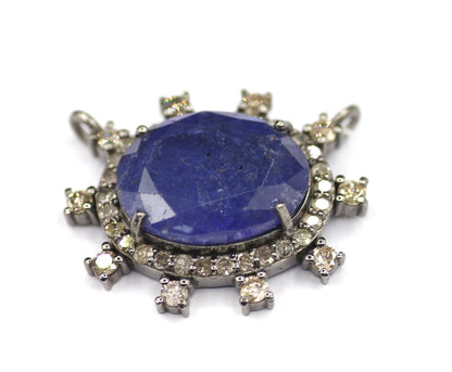 Tanzanite sterling silver Diamond Pendant