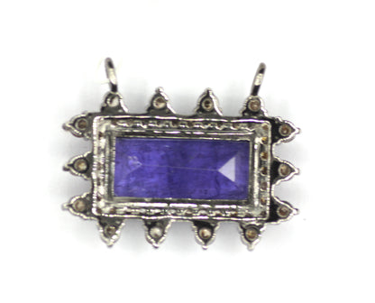 Tanzanite sterling silver Diamond Pendant