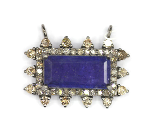Tanzanite sterling silver Diamond Pendant