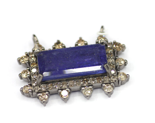 Tanzanite sterling silver Diamond Pendant